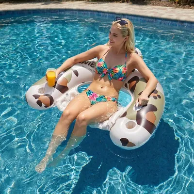 Immagine prodotto di Materassini gonfiabili per adulti, con 2 portabicchieri, color beige, ideali per la spiaggia