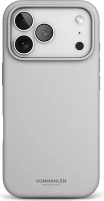 Imagen del producto de Funda de silicona suave Vonmählen, compatible con Apple iPhone 17 Pro Max, 17,5 cm (6.9"), color gris claro