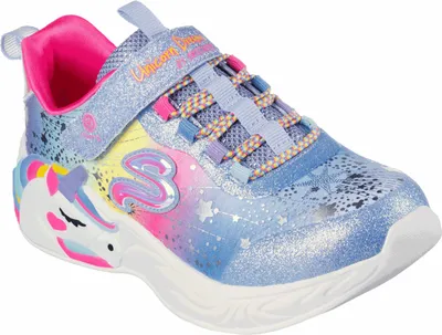 Produktbild von Skechers S Lights: Unicorn Dreams K der Glitzer Synthetik Schlupf Auf Licht Oben Turnschuhe Blau Multi – 9,5 Großbritannien - 27 EU - 10,5 US / Blau Multi