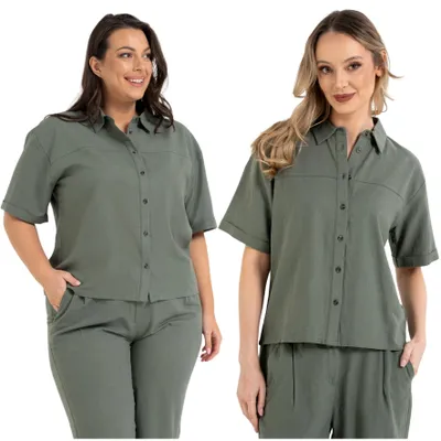 Produktbild von Moraj - Bluse Grün - Hemd Größe S - Damenbluse - Kurzarm Bluse