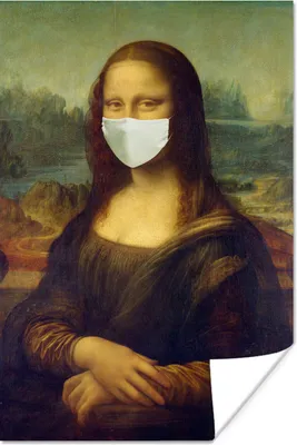 Produktbild von MuchoWow® Poster Mona Lisa - Leonardo da Vinci - Mundharmonika - Weiß 80x120 cm - Papierdruck