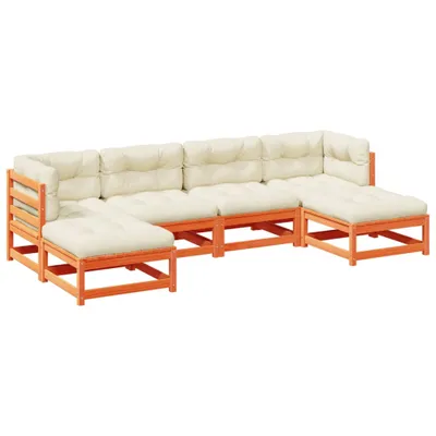 Produktbild von 6-tlg. Garten-Sofagarnitur mit Kissen Wachsbraun Kiefernholz