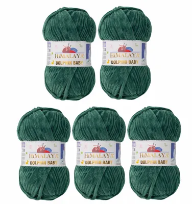 Produktbild von 5 x Himalaya Dolphin Baby Wolle Garn Baumwolle Strickwolle zum Stricken häkeln 80360 Grün