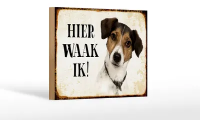 Produktbild von Holzschild Spruch 18x12 cm holländisch Hier Waak ik Jack Russell Terrier