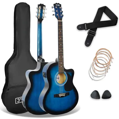 Produktbild von Akustikgitarre E-Gitarre Gitarrenset - 4/4 Größe - Blueburst - Cutaway für Anfänger - Mit Tasche und Gurt
