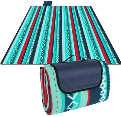 Produktbild von Picknickdecke – Wasserfest und Faltbar – Strand-, Camping- und Outdoor-Decke mit Handgriff – Großes Format 200x300cm – Grün