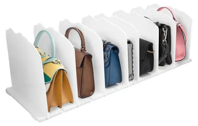 Handtaschen-Organizer, 8 verstellbare Fächer, weiß, freistehend