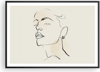 Produktbild von Gerahmtes Poster - Schwarzer Rahmen - Minimalismus Porträt Linie - 100x70 cm - Wand Bild - Wanddeko - Wandbilder - Kunstposter - Wandposter - Bilderrahmen - Bilder - Kunstdruck - P2BAA100x70-4815