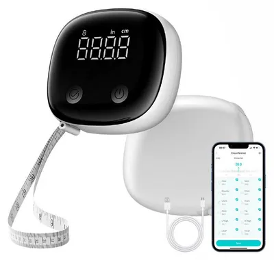 Produktbild von Bluetooth Körpermaßband smart 150cm – LED, App, USB-C, 300mAh | Für Bizeps, Brust, Taille, Hüfte, Beine