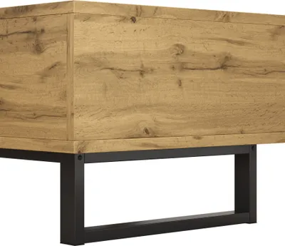 Produktbild von okwish Couchtisch Rechteckige, Wohnzimmertisch mit Farbblockstruktur, mit Fächern und Schubladen, Metallbeine., Natur