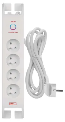 Přepěťová ochrana 900J – 4 zásuvky, 2m, bílá