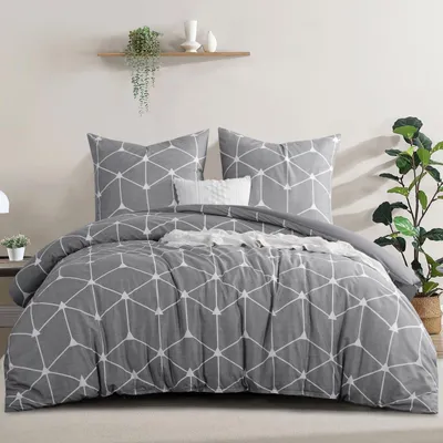 Immagine prodotto di Set di lenzuola in microfibra con motivo geometrico, dimensioni 220 x 240 cm
