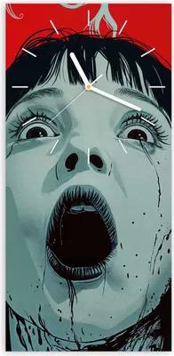 Produktbild von Wanduhr aus Glas mit Motiv Schreiende Person- 30 x 60 cm - inkl. Aufhängesystem