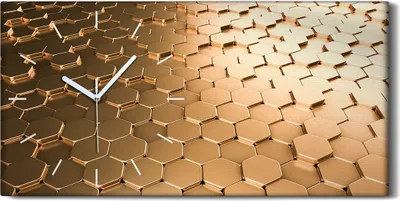 Produktbild von Dekor Leinwand Uhr Wandbilder Geräuschlos 60x30 Abstraktes Kunst Sechseck - weiße Hände