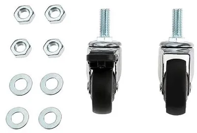 Image de Roulettes robustes de 5 cm avec 2 freins + vis - fil M6x15 mm, charge maximale 40 kg - 4 roulettes à fourche avec freins pour meubles - noir - roulettes haute résistance