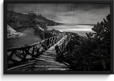Produktbild von MuchoWow® MuchoWow® Gerahmtes Poster Indonesien - Brücke - Schwarz - Weiß 60x40 cm - Poster mit zchwarzem Bilderrahmen - Printing - Wanddeko Schlafzimmer