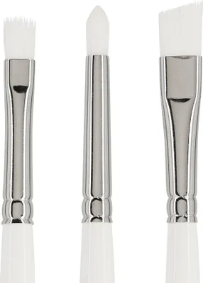 Produktbild von 3er-Set Stoffmalpinsel Größen 4 6 8 mit Flach-, Rund- und Schrägpinsel aus elastischen Nylonborsten