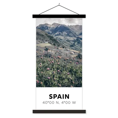 Produktbild von MuchoWow® Textilposter Spanien - Berge - Blumen 40x80 cm mit schwarzem Rahmen - Wandemalerei