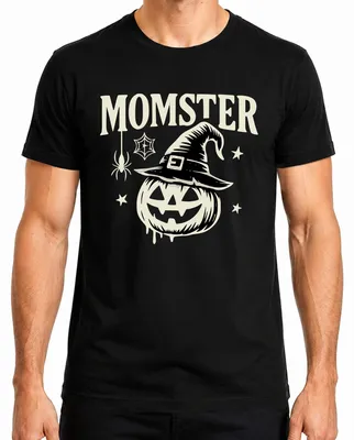 Obrázok produktu pre Momster mama Halloween tekvica čarodejnica klobúk pavúk darček vtipné pánske tričko, čierna, S