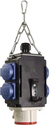 Produktbild von AS SCHWABE Energie-Würfel II zum Aufhängen, IP44, mit 4 Schutzdosen 16A, 230V und 1 CEE 16A, 400V 5p (60733)