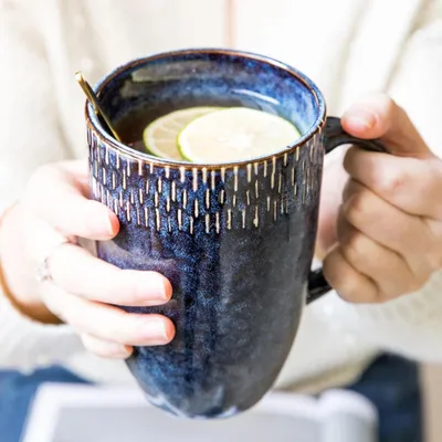 Obrázok produktu pre Veľká šálka na kávu, objem 600 ml, keramika, hrnček s rúčkou, veľkosť XXL, šálka na cappuccino