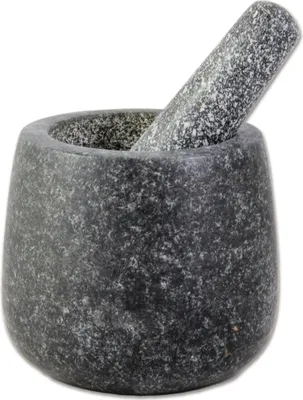 Produktbild von Steinmörser mit Stößel Set | Mörser und Pistill aus Stein | Ø 11cm Höhe 12cm | Gewürzmörser
