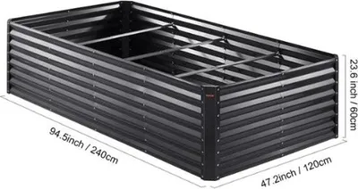 Produktbild von Kibus Hochbeet für den Gemüsegarten – Hochbeet – Gemüsebeet – Schwarzes Metall – Arbeiten in der Höhe – Gartenarbeit – Rückenschmerzen – 240 x 120 x 60 cm