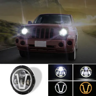 Image de 500W 30000LM 7 Inch LED Headlight for Jeep Wrangler Led Beam Headlight H4/H13 (Single Row Trisomy) V Type Headlight