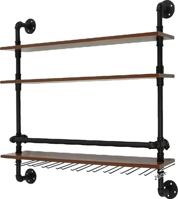 Immagine prodotto di Portabottiglie, da parete, di design, in legno nero, a 3 livelli
