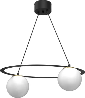 Zdjęcie produktu dla Lampa wisząca minimalistyczna czarna 2 białe szklane kule Ballo 2xE27 15W Luminex
