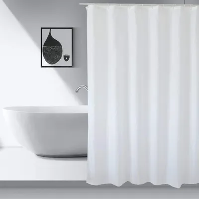 Produktbild von Duschvorhang, 180 x 180 cm, schimmelresistent, wasserdichtes Polyestergewebe, waschbar, beschwerter Saum mit Haken, weiß