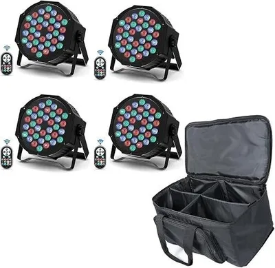 Zdjęcie produktu dla Reflektor LED sceniczny rgb zestaw 4 sztuk oświetlenie imprezowe disco