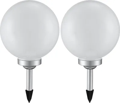Produktbild von 2er Set LED Solarleuchte, Kugel weiß, H 65 cm