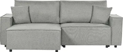 Produktbild von BELIANI Ecksofa Grau Stoffbezug L-förmig 3-Sitzer Schlafsofa Rechtsseitig mit Stauraum Chaiselongue Modern Wohnzimmer Ausstattung Wohnecke Sitzecke