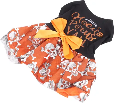 Zdjęcie produktu dla Halloweenowa sukienka dla psa Moda Śliczny krawat z kokardą Dekor Folia Tłoczenie Wzór Kostium dla zwierzaka na Halloween na imprezę Codzienne zdjęcie