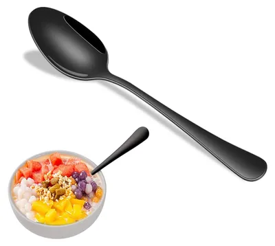 8-teiliges Set große Teelöffel, Edelstahl, schwarz, spülmaschinengeeignet