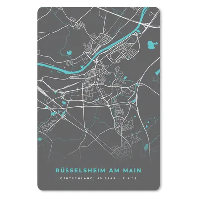Produktbild von MuchoWow® Mauspad Mousepad Blau - Deutschland - Karte - Stadtplan - Rüsselsheim am Main 40x60 cm - Mousepads - Maus Mat - Pad - Mausunterlage - Schreibtisch Accesoire
