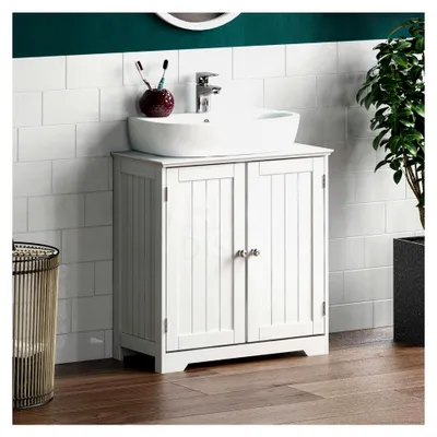 Produktbild von Waschbeckenunterschrank mit 2 Türen, Bad, Badezimmer, Aufbewahrung, 30 x 60 x 60 cm, Weiß