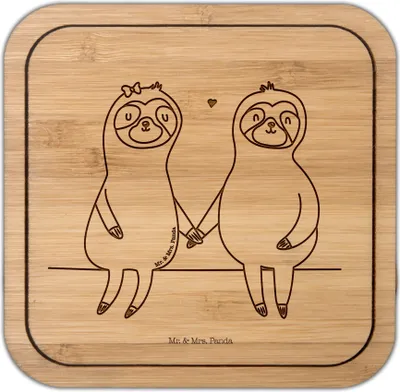 Produktbild von Mr. & Mrs. Panda Tassenuntersetzer Faultier Pärchen - Transparent - Geschenk, gläseruntersetzer, Tischuntersetzer, Liebe, Tassenunterlage, Coaster, Faultiere, Liebespaar