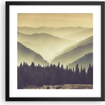 Produktbild von Gerahmtes Poster - Schwarzer Rahmen - Berge Wald Natur - 40x40 cm - Wand Bild - Wanddeko - Wandbilder - Kunstposter - Wandposter - Bilderrahmen - Bilder - Kunstdruck - Wandbild - P2BAC40x40-3820