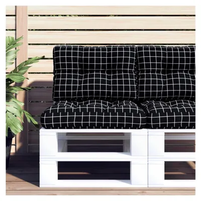 Produktbild von Kissen für Palettensofa 2 Stück Sitzauflagen Gartenmöbel, Palettenpolster, Loungekissen Outdoor, Palettenkissen, Sitzauflagen für Loungemöbel, Schwarz Karomuster