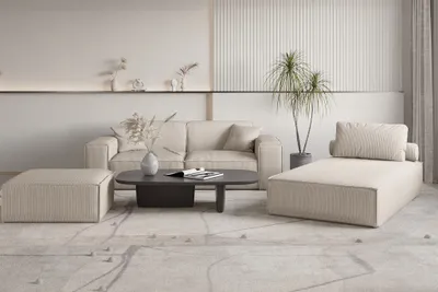 Produktbild von Polstermöbel Set 3-teilig CELES PREMIUM in Stoff Scala Hellbeige