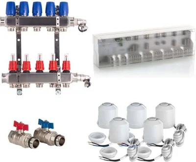 Produktbild von Heizkreisverteiler Komplettset BASIC für Fußbodenheizung 5 Heizkreise