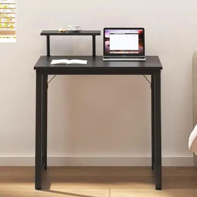 Computerschreibtisch 80x40 cm, schwarz, mit Ablage