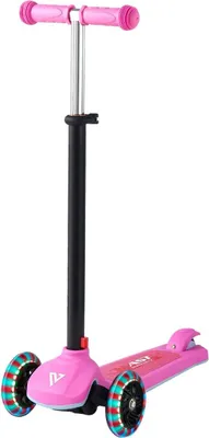 Immagine prodotto di Monopattino per bambini dai 3 anni in su, monopattino a 3 ruote con ruote luminose, manubrio regolabile in altezza, ampia pedana antiscivolo, telaio leggero in alluminio per bambini e bambine fino a 74,8 kg, rosa