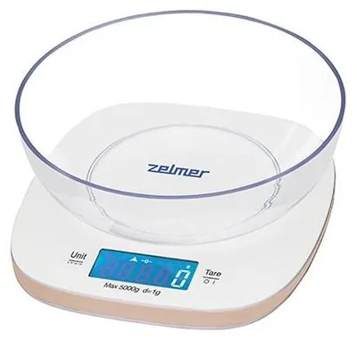 Obrázok produktu pre Zelmer ZKS1451, Elektronická kuchynská váha, 5 kg, 1 g, Biela, Na pracovnú dosku, Štvorec