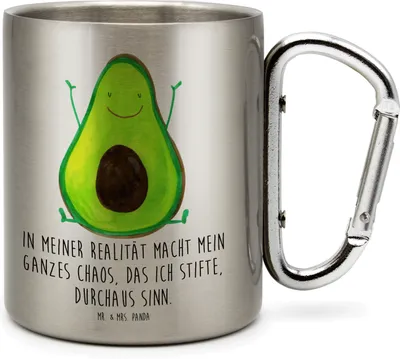 Produktbild von Mr. & Mrs. Panda Teetasse Avocado Glücklich - Transparent - Geschenk, Edelstahlbecher, Thermobecher, Edelstahl-Thermobecher, Isolierbecher Edelstahl, thermotasse, Freude