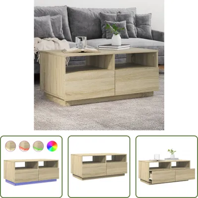 Obrázek produktu pro The Living Store Konferenční stolek s LED světly Sonoma dub 90x49x40 cm
