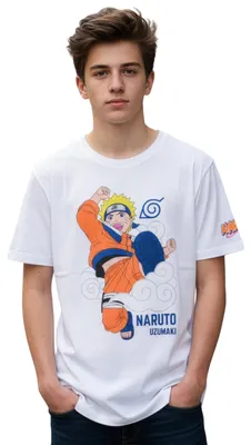Produktbild von Naruto T-Shirt für Jungen - Naruto Uzumaki Oberteil Kinder Shirt kurzärmlig Weiß 128