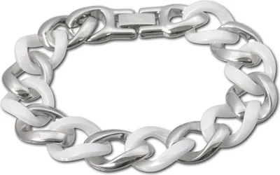 Image de Amello Panzer bracelet argent blanc femmes bijoux acier inoxydable céramique D2ESAX18W0